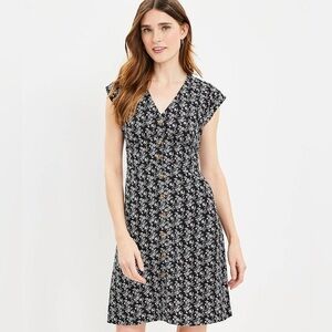 LOFT Floral Button Linen Summer Dress | 12